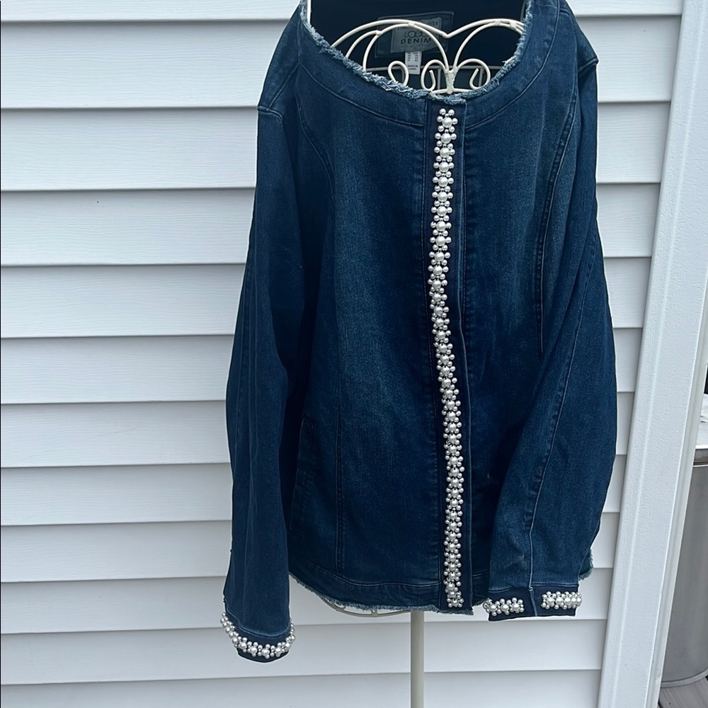 Pearl Embellished Denim Jacket
